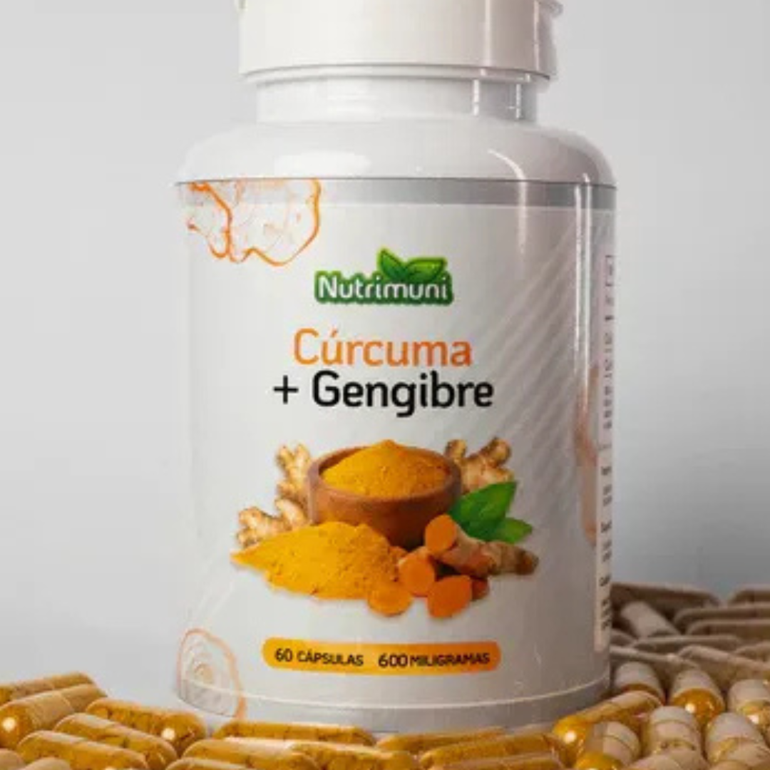Cúrcuma Longa com Gengibre Premium - 60 Cápsulas de 600mg em cada pote